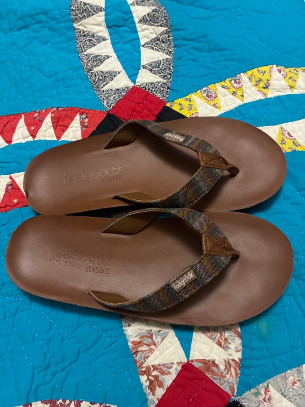 Reef-Style Brown Leather Flip Flop Sandals Feelgoodz Zensole Size 7